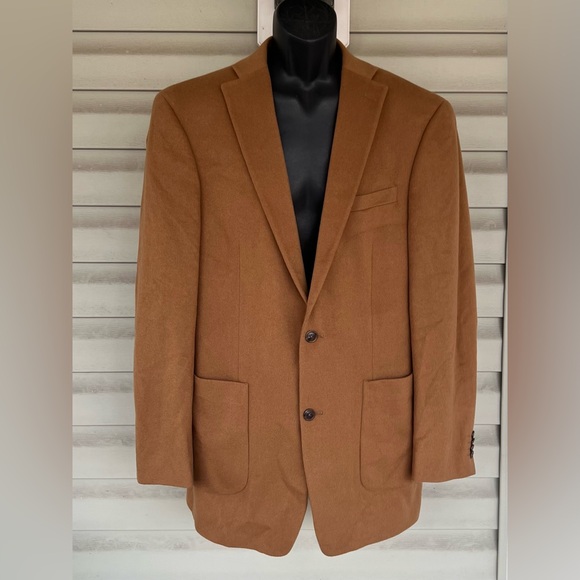 Arnold Brant 100% Cashmere Mens Blazer Camel Brown 2 Button 43L